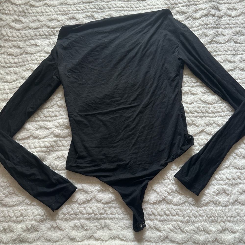 Black Long Sleeve Bodysuit Top - Women's